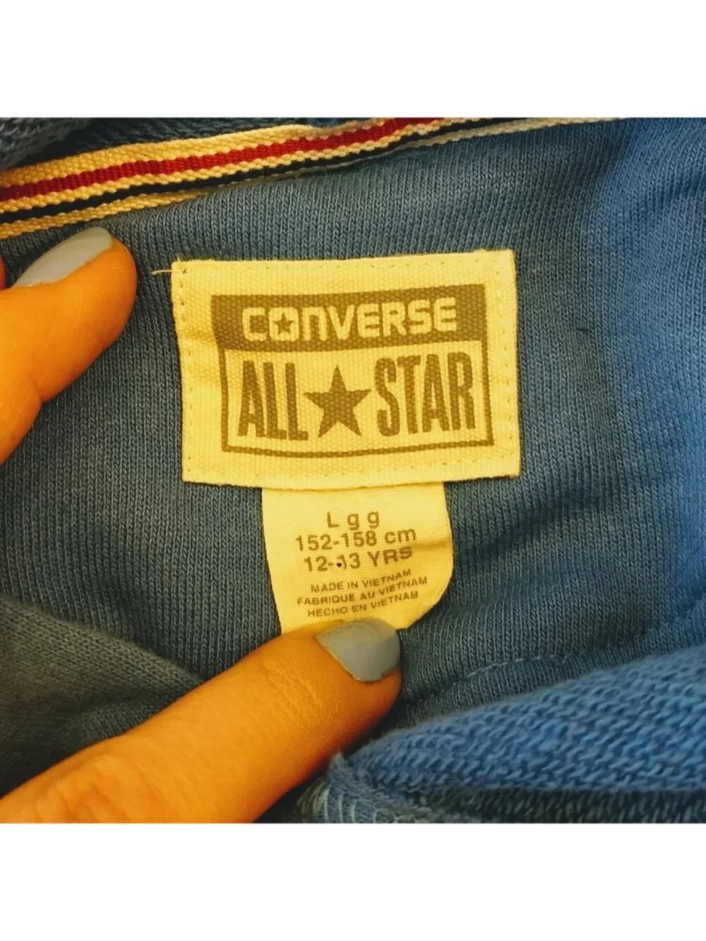 Converse All Star Blue Hooded Short Sleeve Sweatshirt Size Large